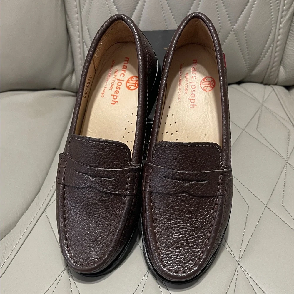 Marc Joseph East Village Brown Grainy Shoe Box with Gold Logo